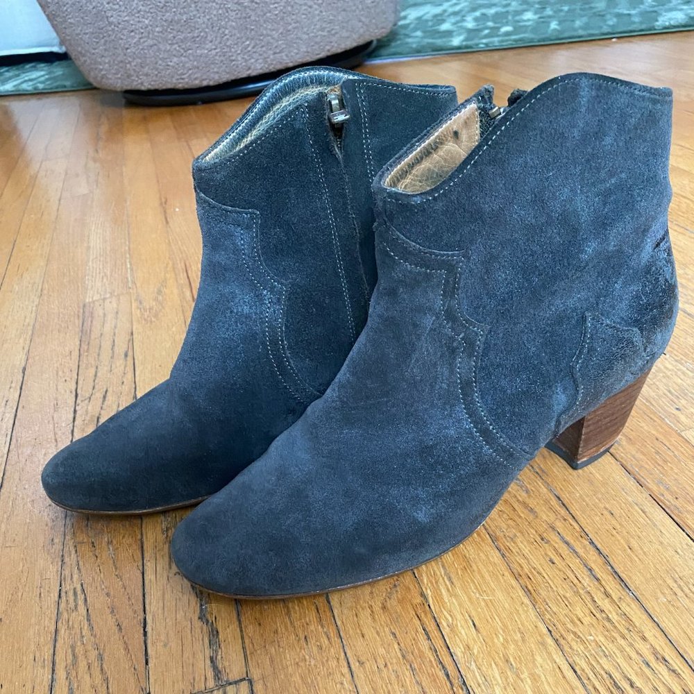 Isabel Marant Dicker Grey Suede Ankle Cowboy Western Booties - Picture 3 of 4
